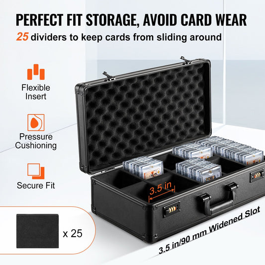 Graded Card Storage Box, 5 Slot Carrying Case With Coded Lock Foam Dividers - MiNi Collects