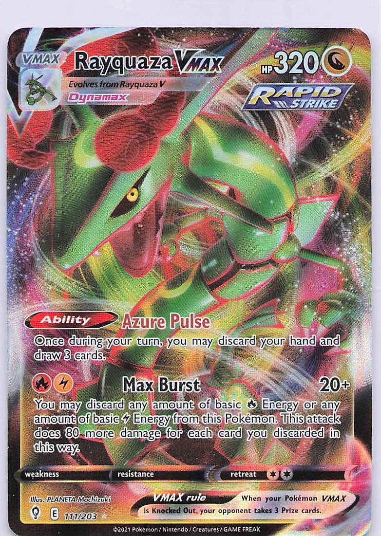 Rayquaza VMAX Holo Ultra Rare SWSH07: Evolving Skies 111/203 HP