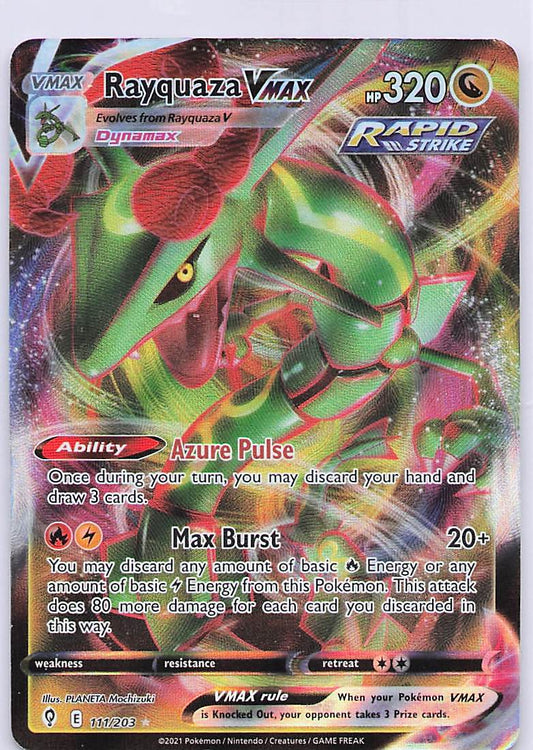 Rayquaza VMAX Holo Ultra Rare SWSH07: Evolving Skies 111/203 HP