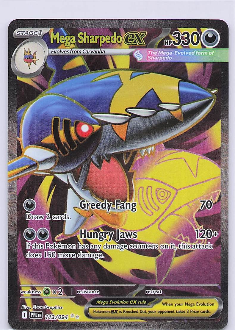 Mega Sharpedo ex Holo Ultra Rare ME02: Phantasmal Flames 113/094 NM