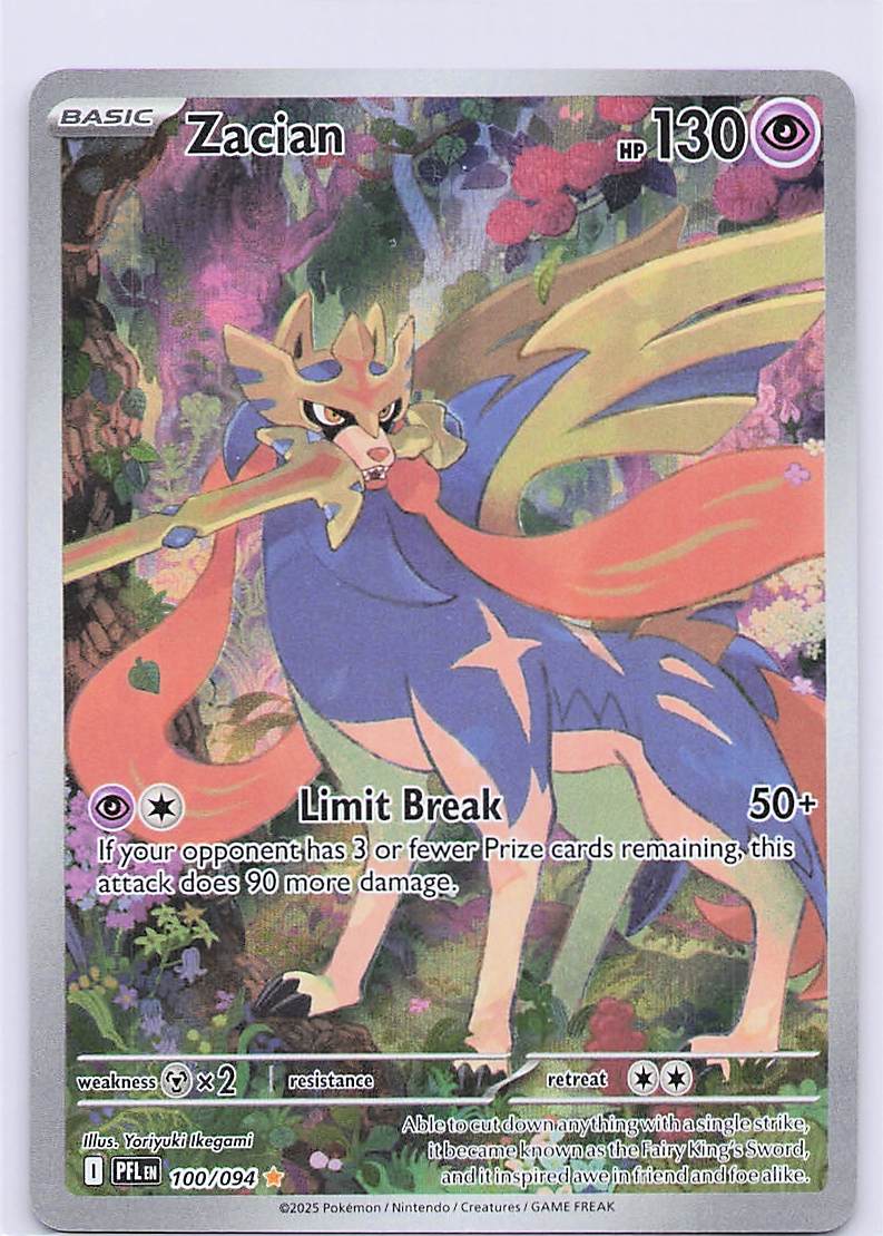 Zacian Holo Illustration Rare ME02: Phantasmal Flames 100/094 NM