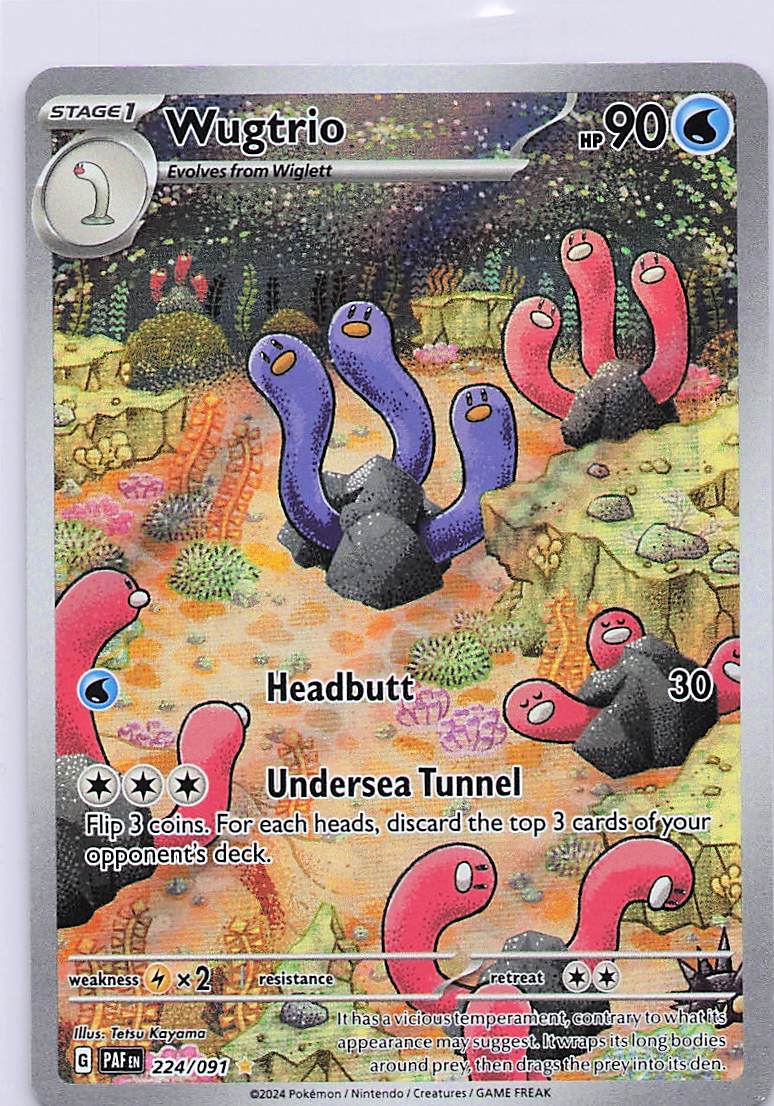 Wugtrio Holo Illustration Rare SV: Paldean Fates 224/091 NM