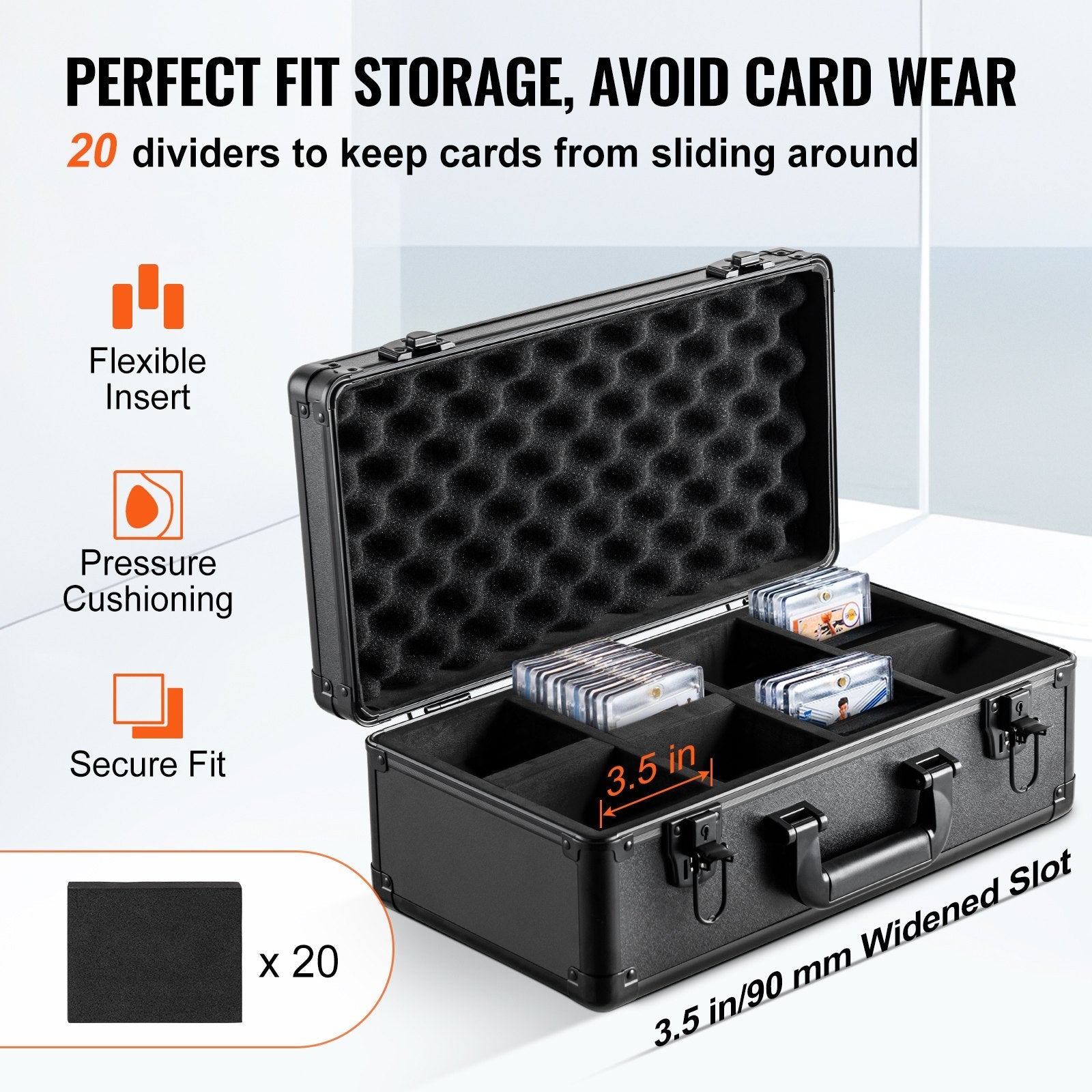 Graded Card Storage Box. 4 Slot Carrying Case With Key Lock Foam Dividers - MiNi Collects