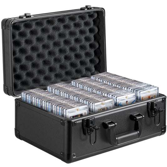 Graded Card Storage Box. 4 Slot Carrying Case With Key Lock Foam Dividers - MiNi Collects