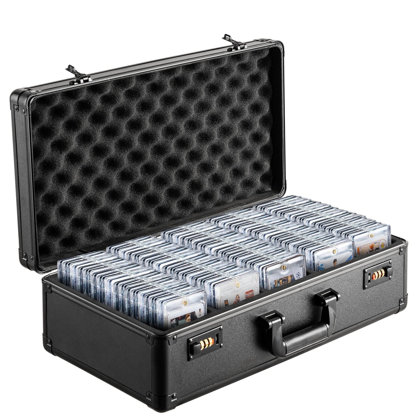 Graded Card Storage Box, 5 Slot Carrying Case With Coded Lock Foam Dividers - MiNi Collects